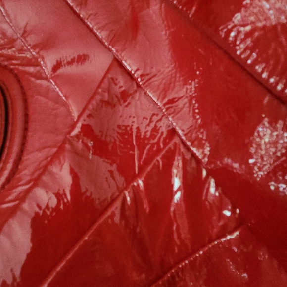 Coach Madison Juliette Satchel Diagonal Pleated Glossy Red Patent Leather F21304 - Picture 8 of 10